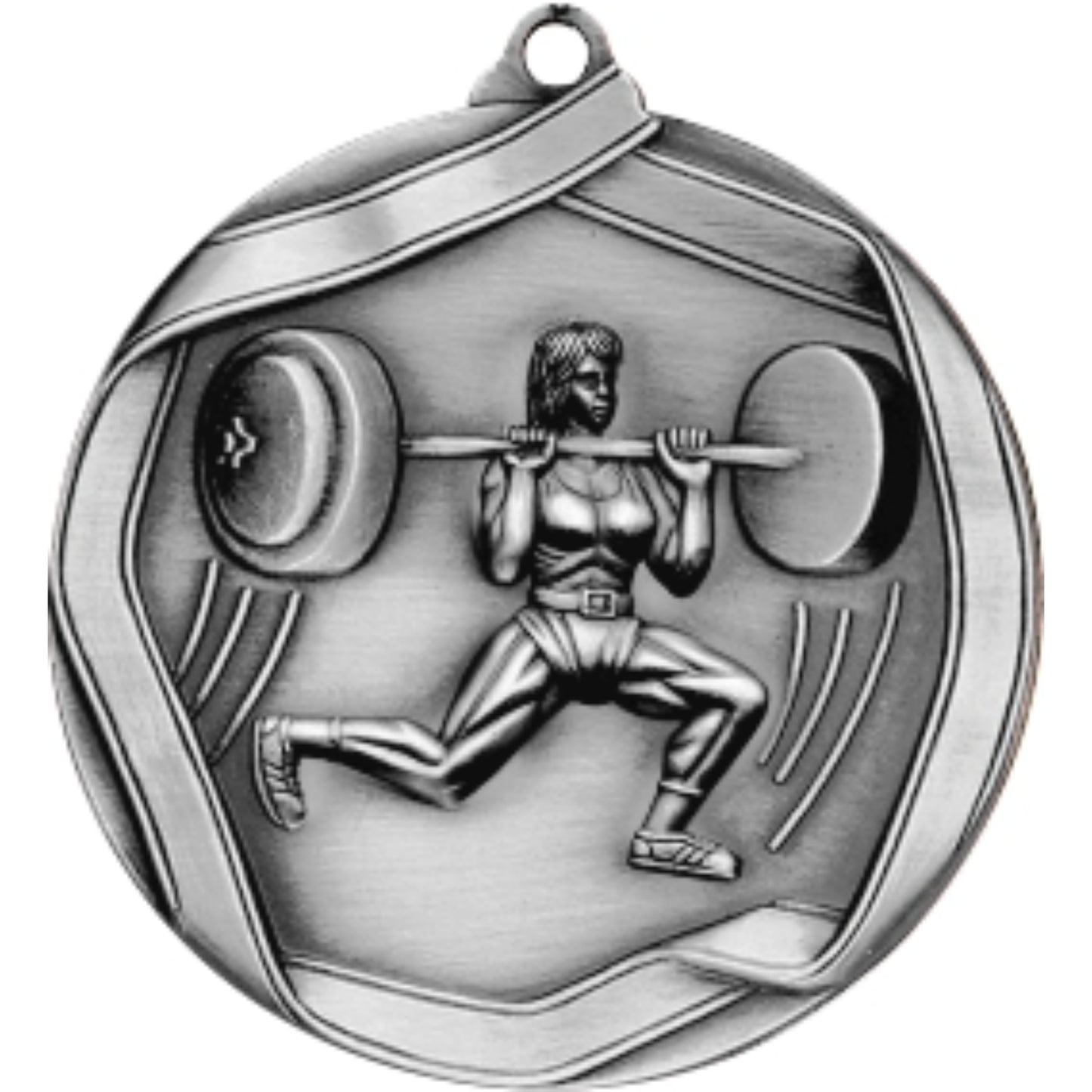 Ribbon Weightlifter Female Medal 2.25" / Silver