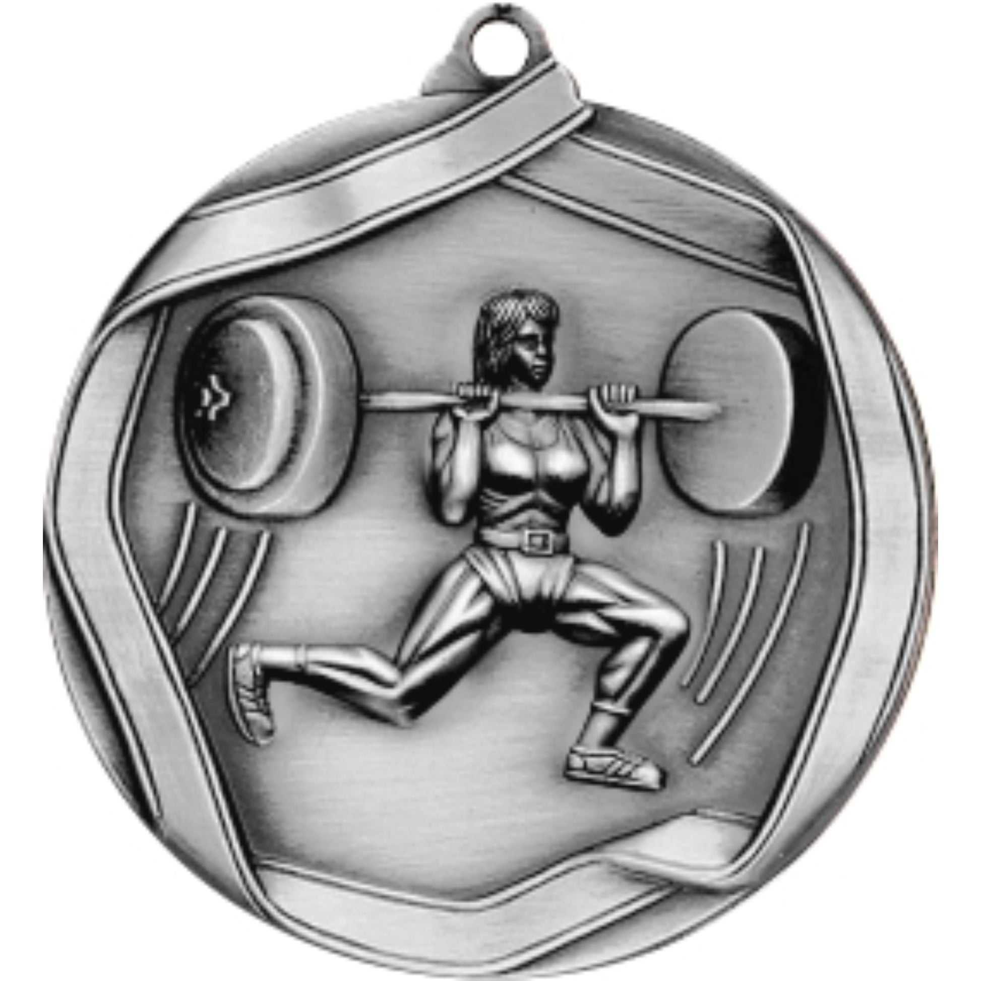 Ribbon Weightlifter Female Medal 2.25" / Silver