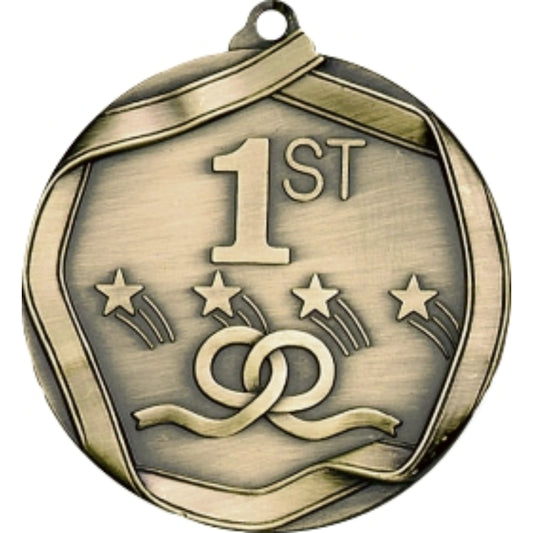 Ribbon 1st Place Medal 2.25" / Gold