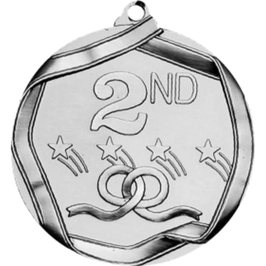 Ribbon 2nd Place Medal 2.25" / Silver