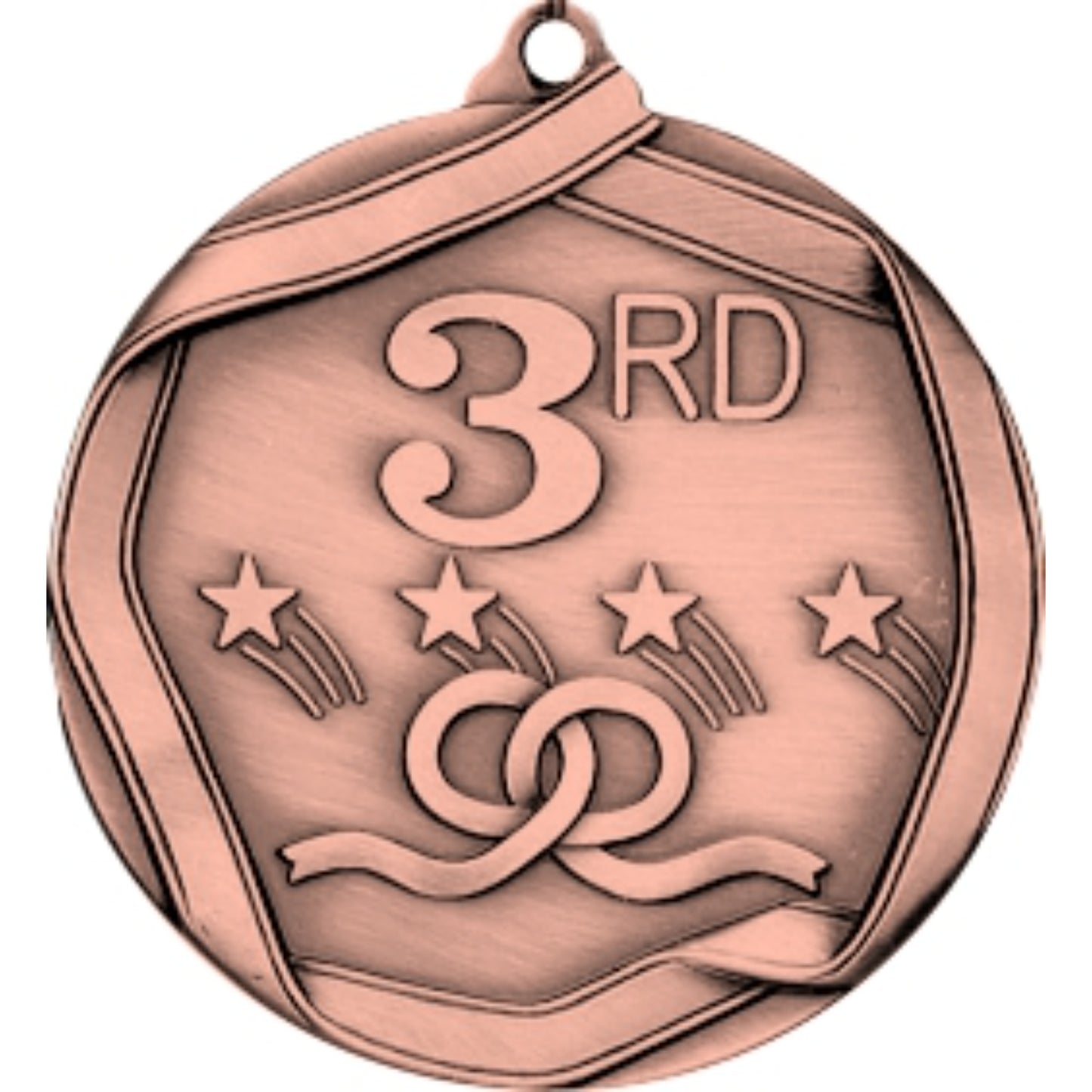 Ribbon 3rd Place Medal 2.25" / Bronze (Copper Tone)