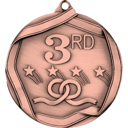 Ribbon 3rd Place Medal 2.25" / Bronze (Copper Tone)