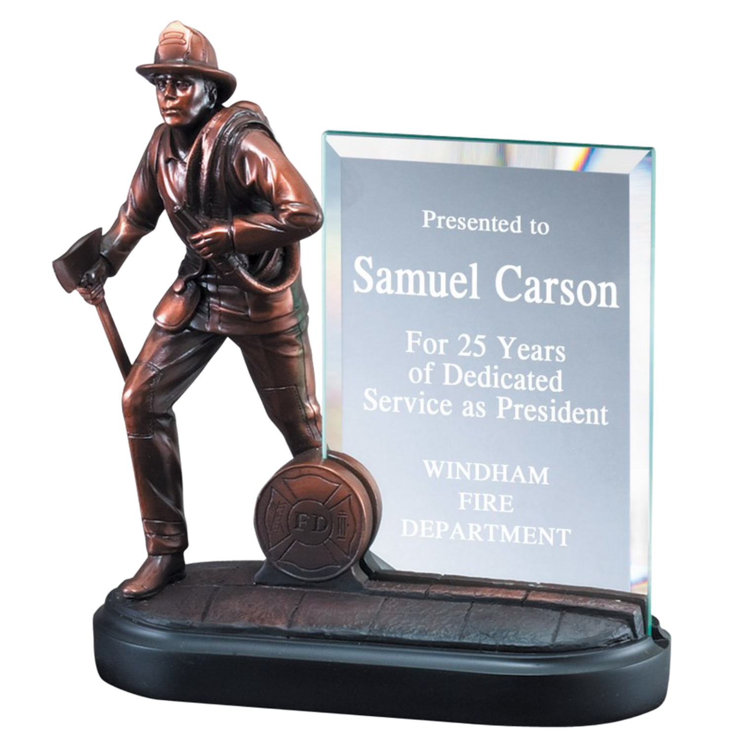 Firefighter with Glass Award 8"