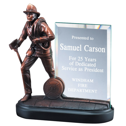 Firefighter with Glass Award 8"