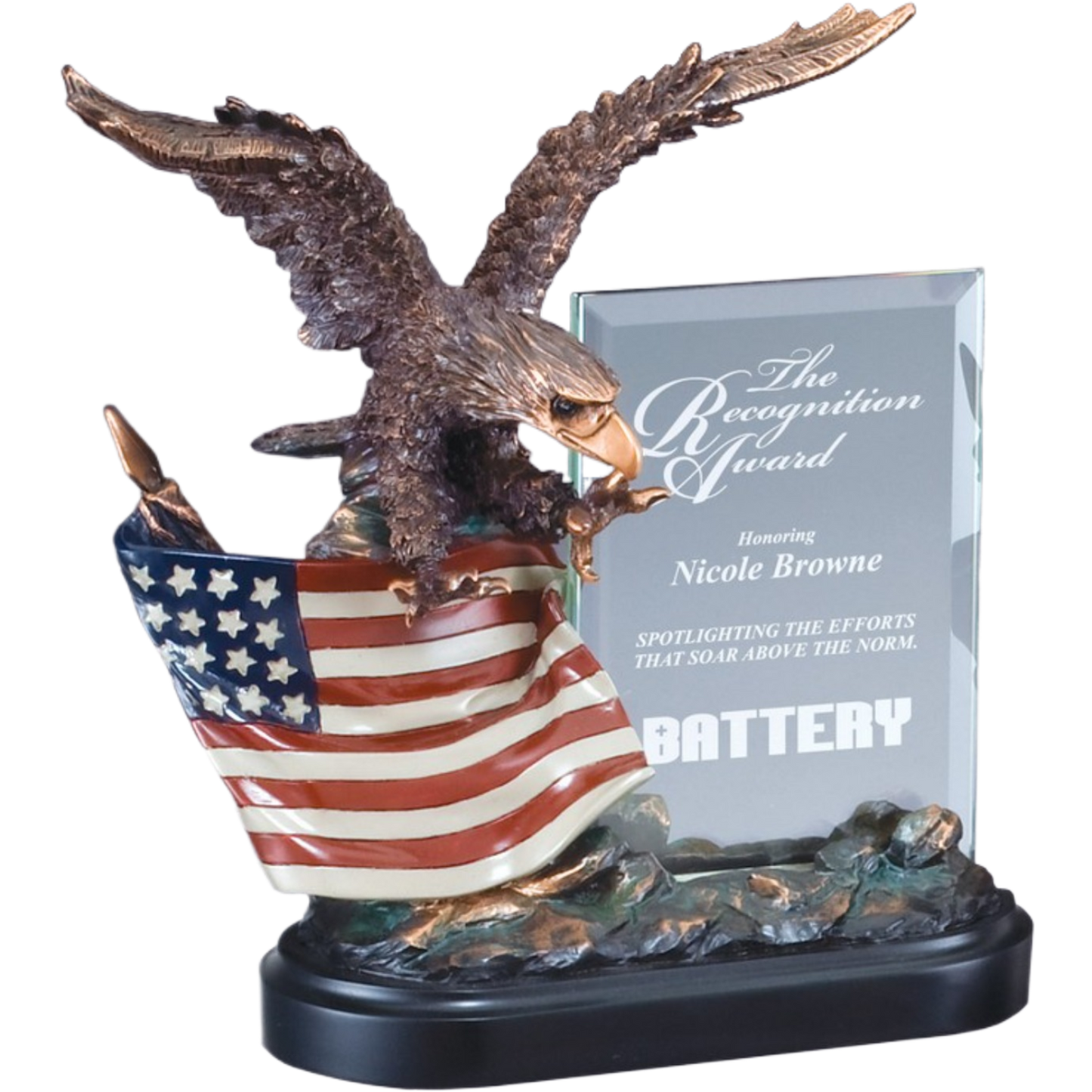 Eagle Flag with Glass Award 10"
