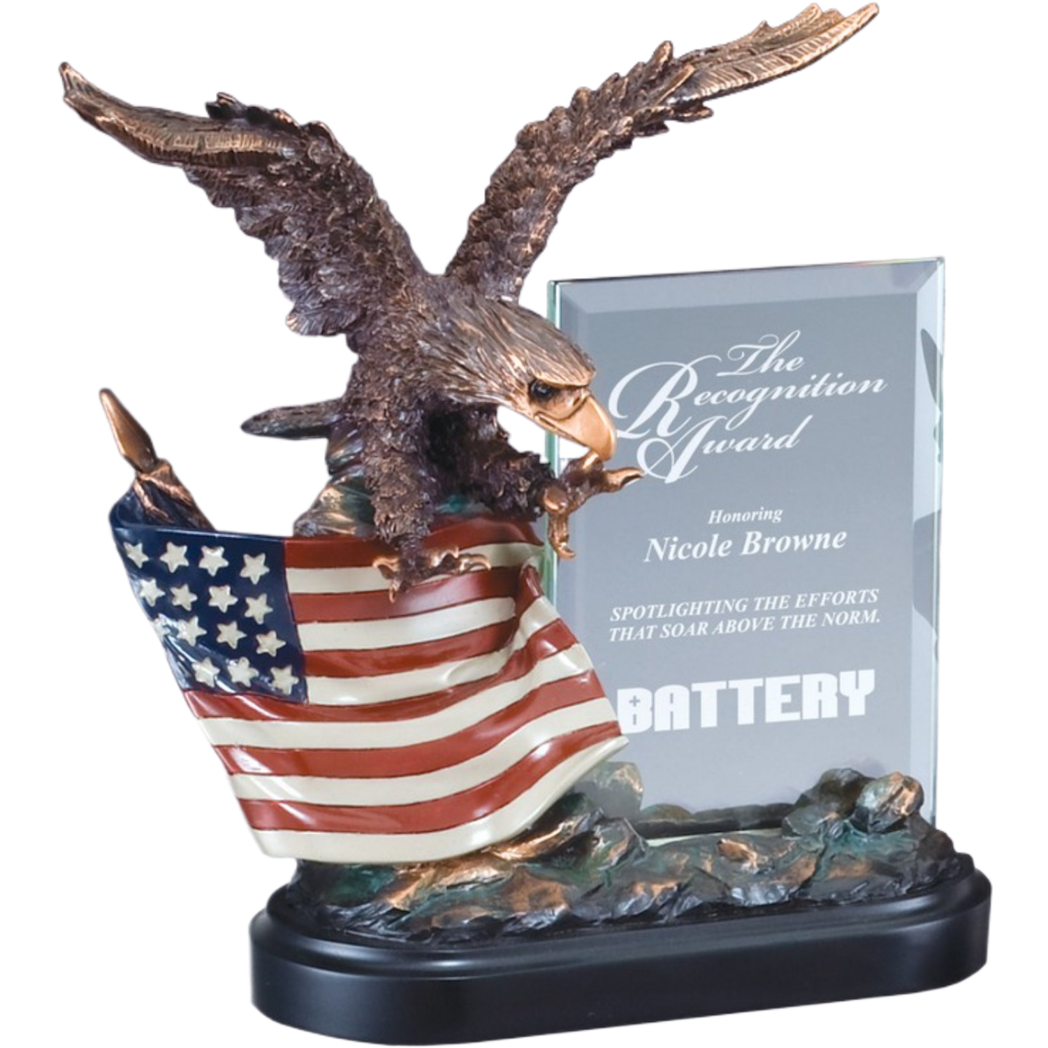 Eagle Flag with Glass Award 10"