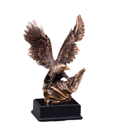 Bronze Eagle Clinching Flag 14"