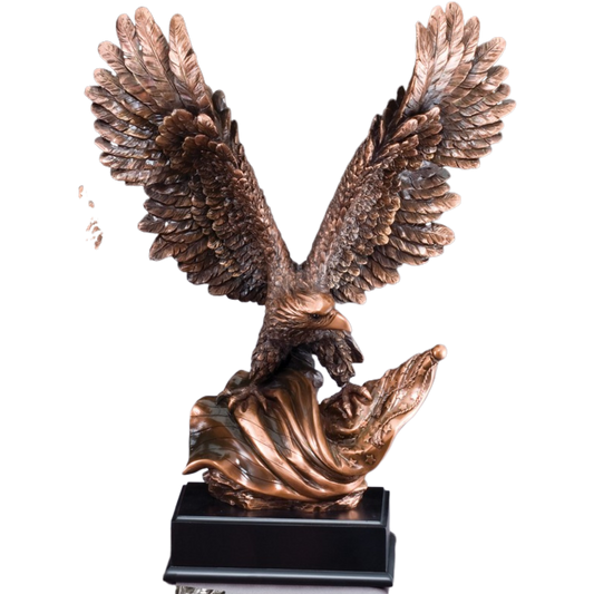 Bronze Eagle Clinching Flag 19"