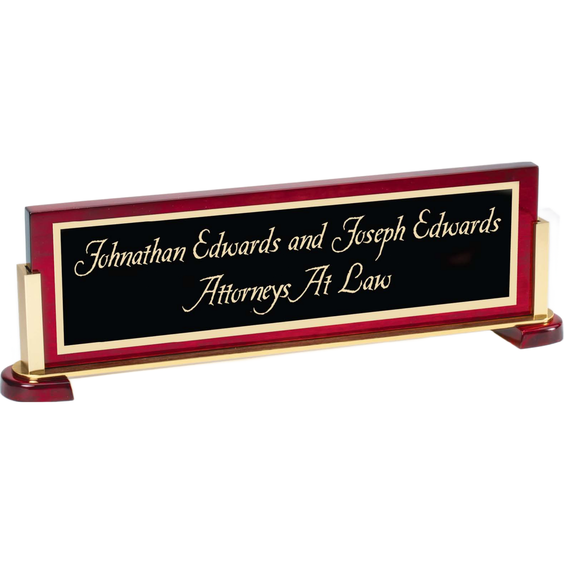 Gold Accented Desk Plate 17" / Rosewood