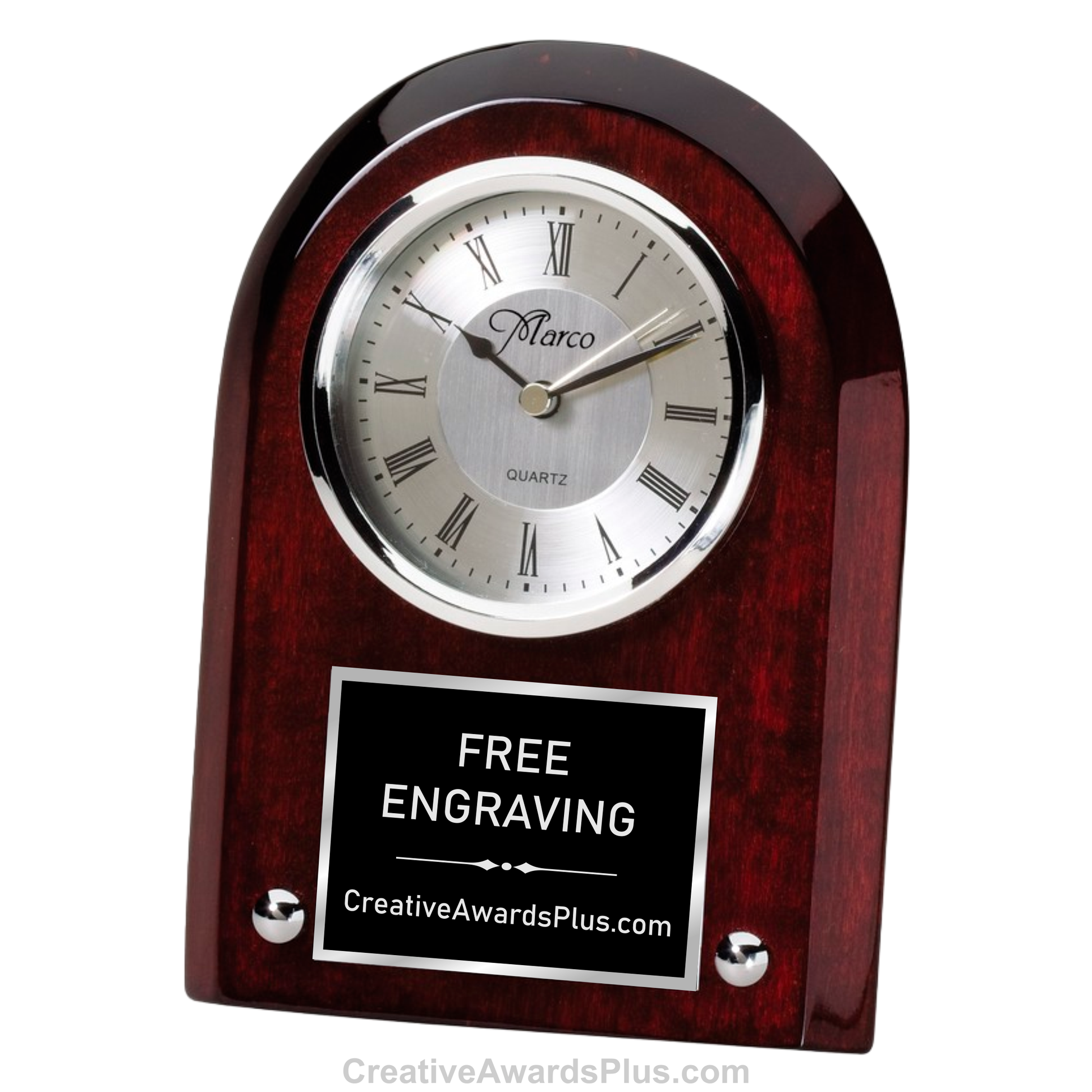Silver Accented Rosewood Clock 7.25" / Rosewood