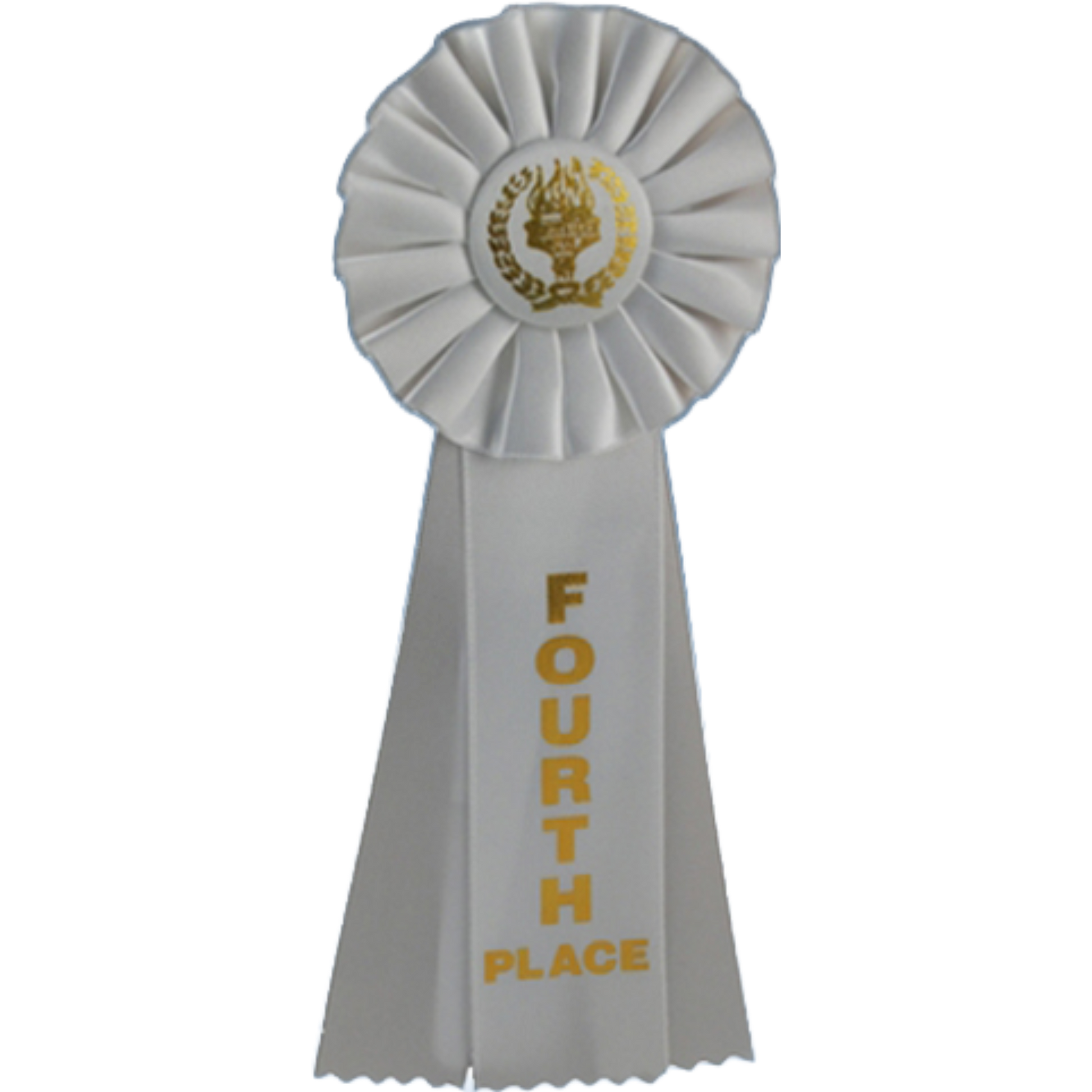 Rosette 4th Place Ribbon 11" / White