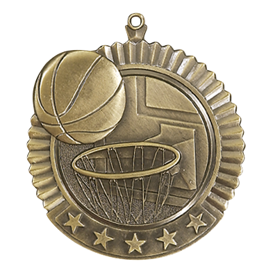 5 Star Basketball Medal 2.75" / Gold