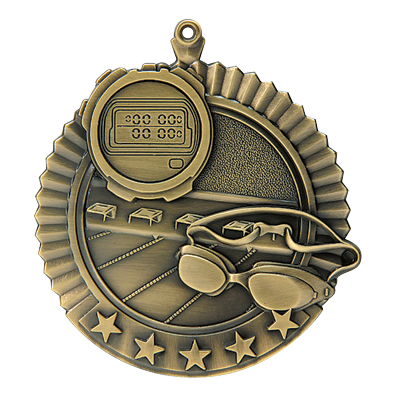 5 Star Swimming Medal 2.75" / Gold