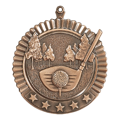 5 Star Golf Medal 2.75" / Bronze (Copper Tone)