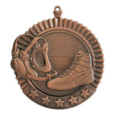 5 Star Wrestling Medal 2.75" / Bronze (Copper Tone)