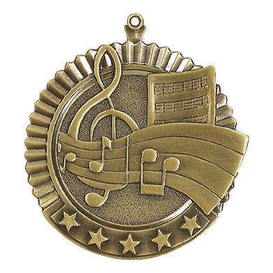5 Star Music Medal 2.75" / Gold