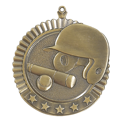 5 Star Baseball Medal 2.75" / Gold