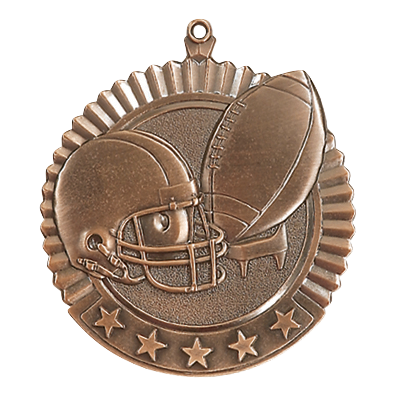 5 Star Football Medal 2.75" / Bronze (Copper Tone)