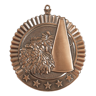 5 Star Cheerleader Medal 2.75" / Bronze (Copper Tone)