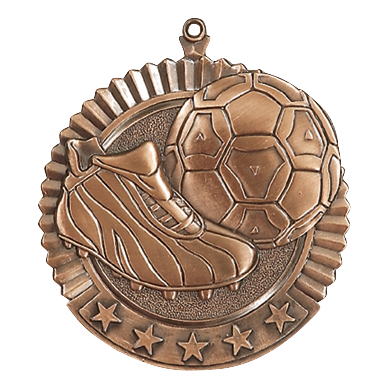 5 Star Soccer Medal 2.75" / Bronze (Copper Tone)