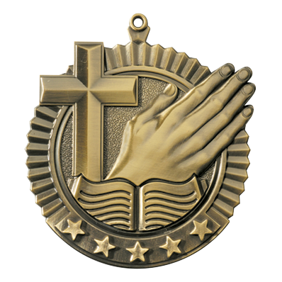5 Star Christian Medal 2.75" / Gold