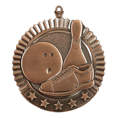 5 Star Bowling Medal 2.75" / Bronze (Copper Tone)