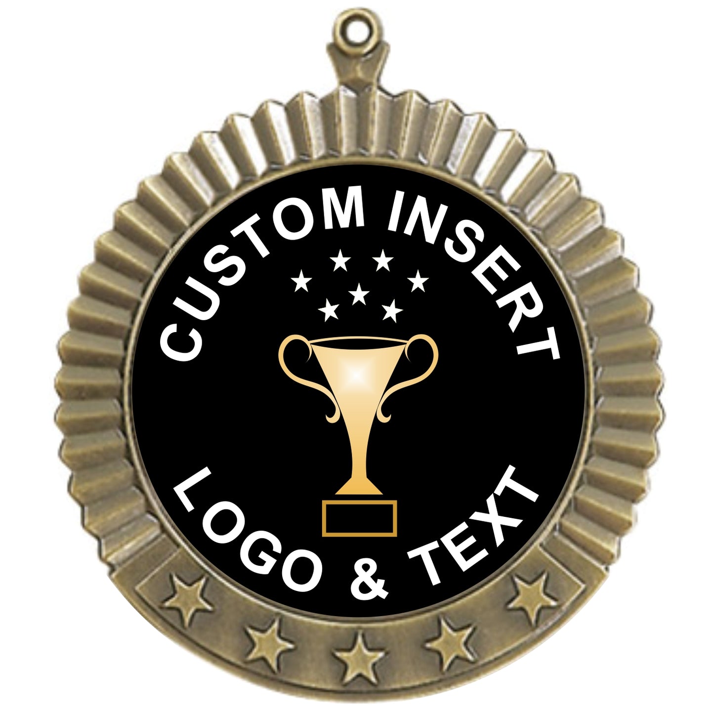 5 Star Custom Insert Medal 2.75" / Gold