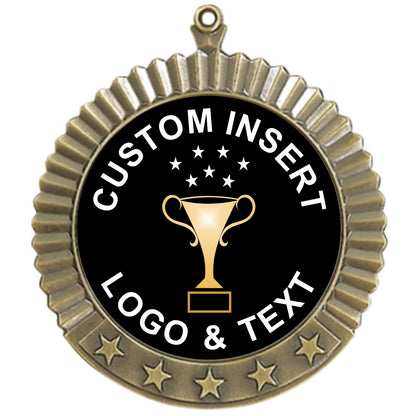 5 Star Custom Insert Medal 2.75" / Gold