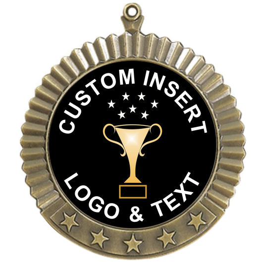 5 Star Custom Insert Medal 2.75" / Gold