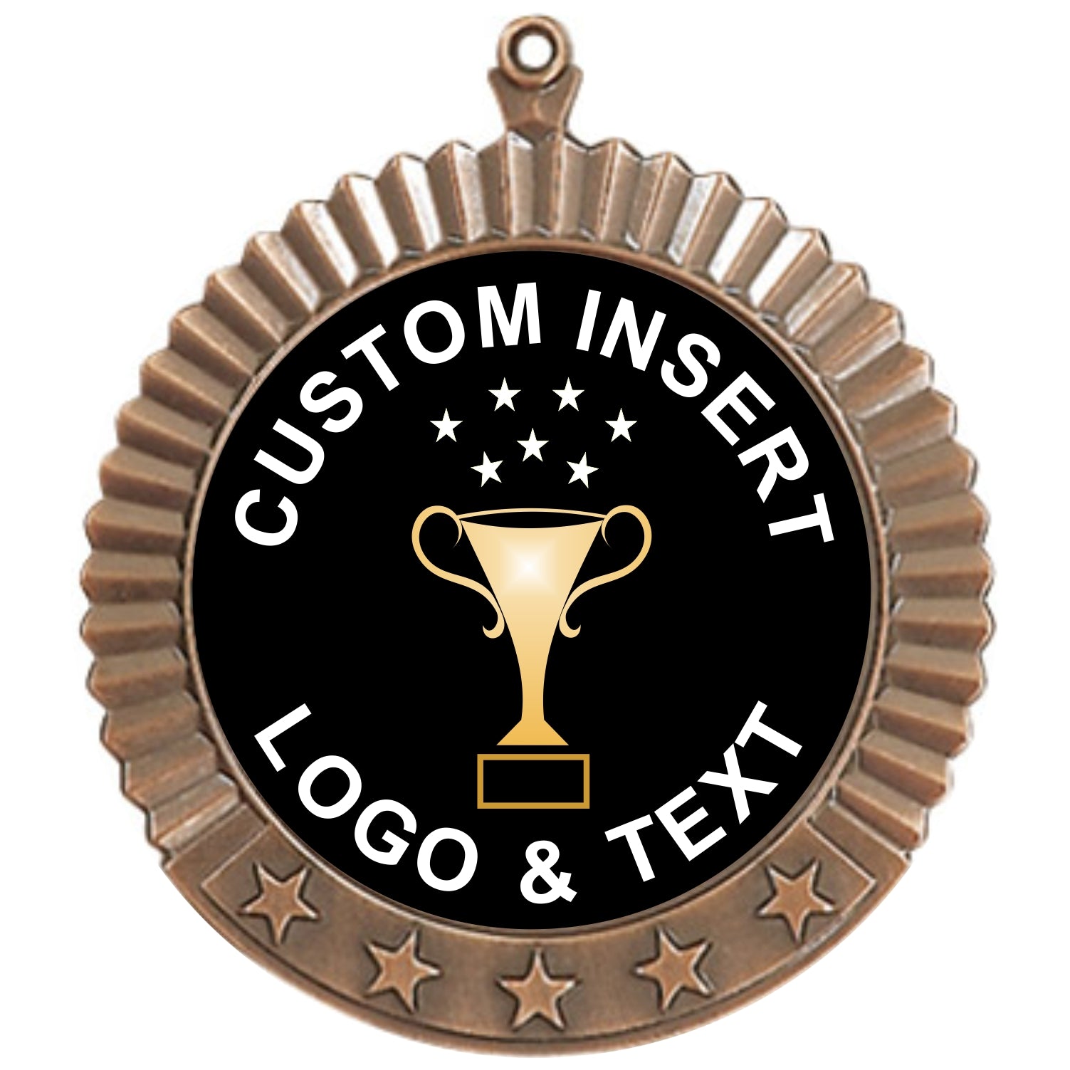 5 Star Custom Insert Medal 2.75" / Bronze (Copper Tone)