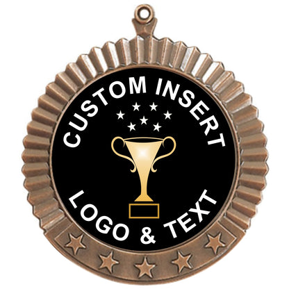 5 Star Custom Insert Medal 2.75" / Bronze (Copper Tone)