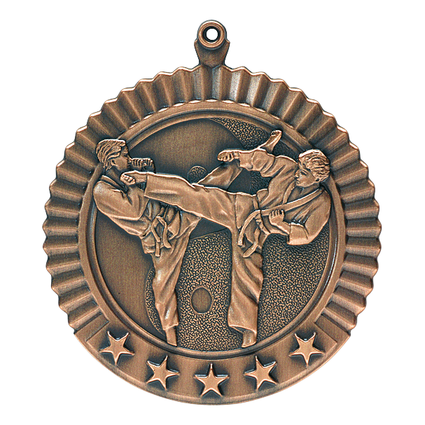 5 Star Karate Male Medal 2.75" / Bronze (Copper Tone)