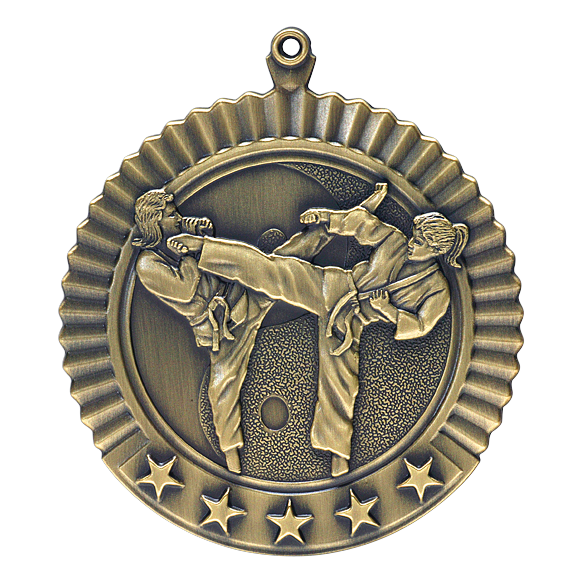 5 Star Karate Female Medal 2.75" / Gold