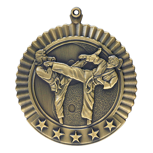 5 Star Karate Female Medal 2.75" / Gold