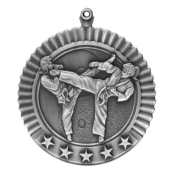 5 Star Karate Female Medal 2.75" / Silver