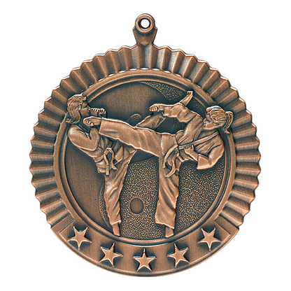 5 Star Karate Female Medal 2.75" / Bronze (Copper Tone)