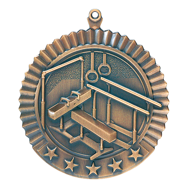 5 Star Gymnastcs Male Medal 2.75" / Bronze (Copper Tone)