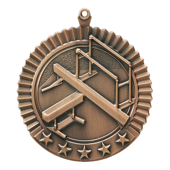 5 Star Gymnastcs Female Medal 2.75" / Bronze (Copper Tone)