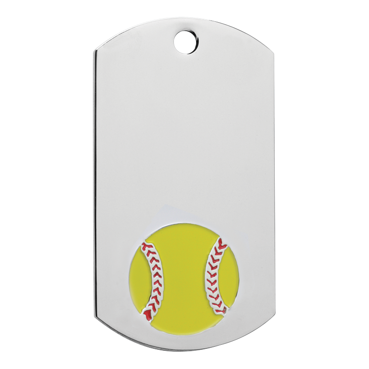 Softball Dog Tag 2" / Silver