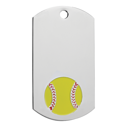 Softball Dog Tag 2" / Silver