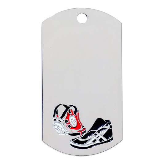 Wrestlng Dog Tag 2" / Silver