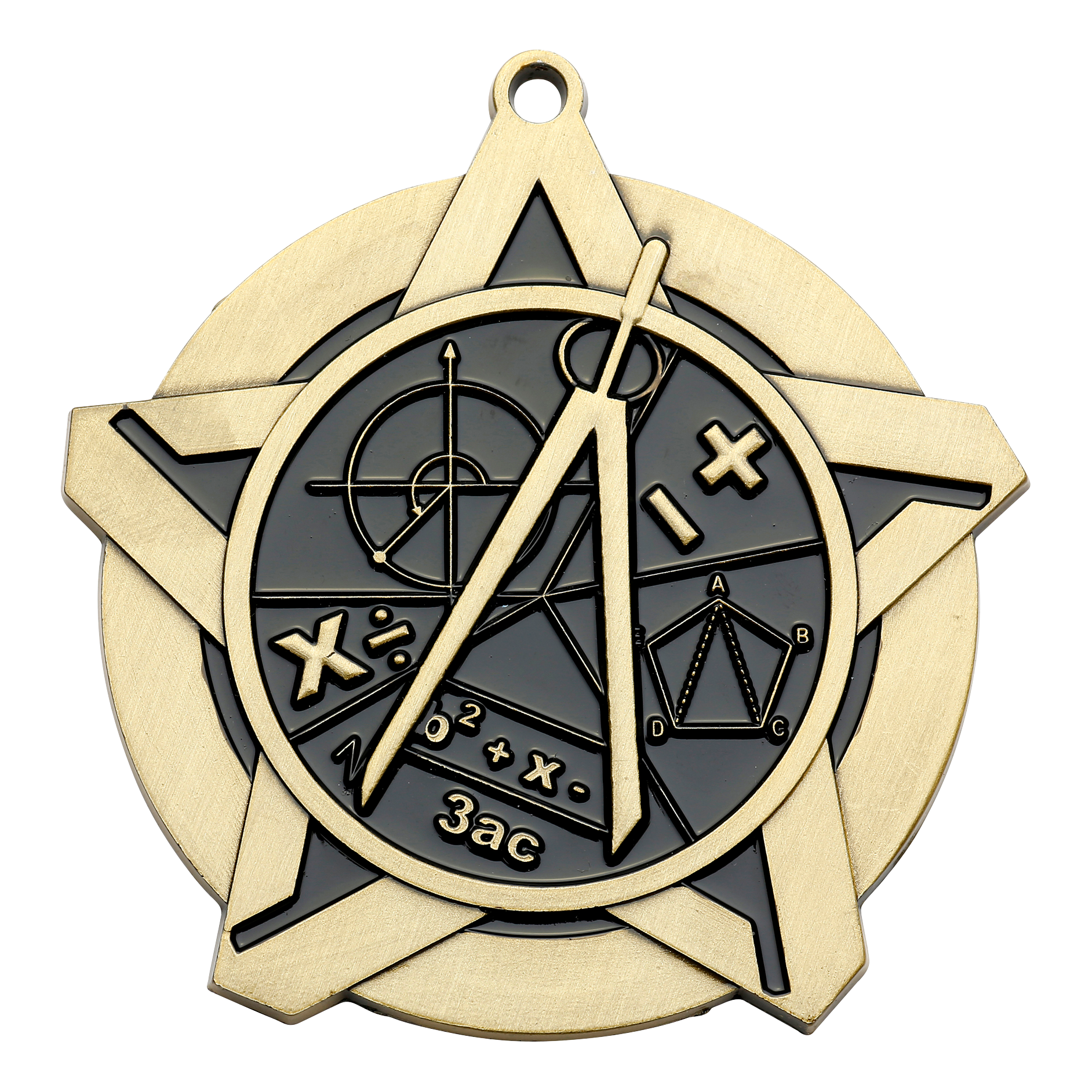 Super Star Math Medal 2.25" / Gold