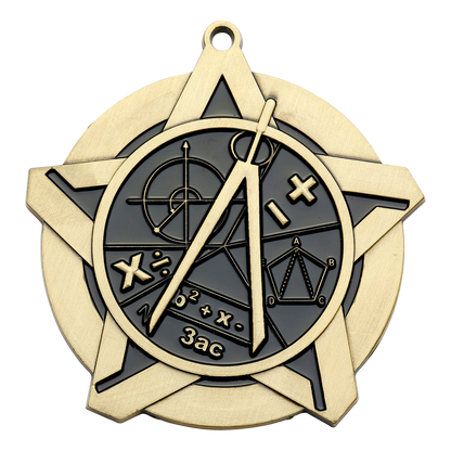 Super Star Math Medal 2.25" / Gold