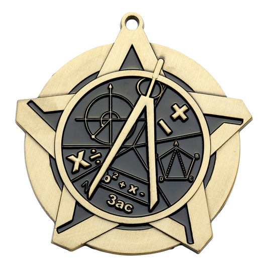 Super Star Math Medal 2.25" / Gold