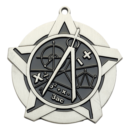 Super Star Math Medal 2.25" / Silver