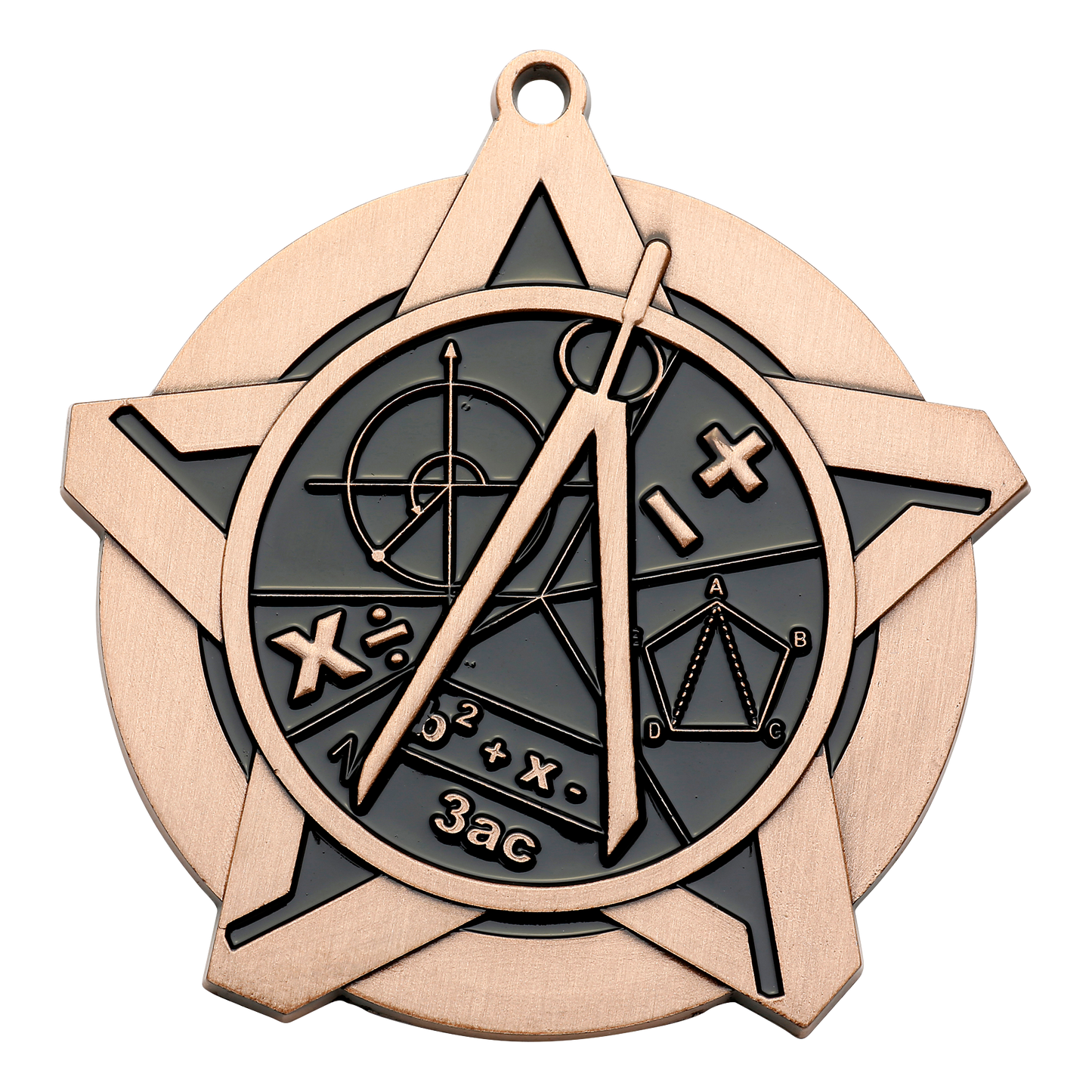 Super Star Math Medal 2.25" / Bronze (Copper Tone)