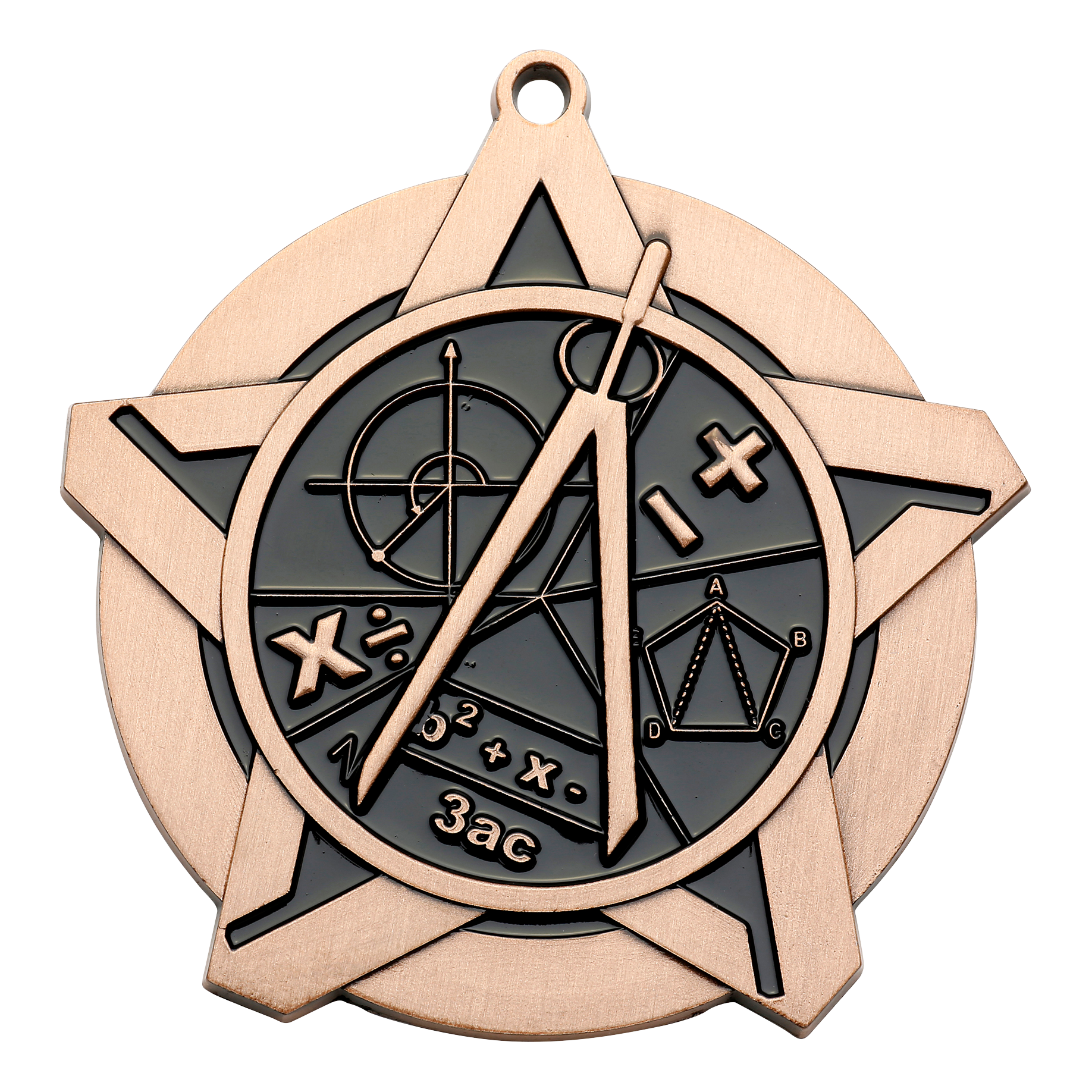 Super Star Math Medal 2.25" / Bronze (Copper Tone)