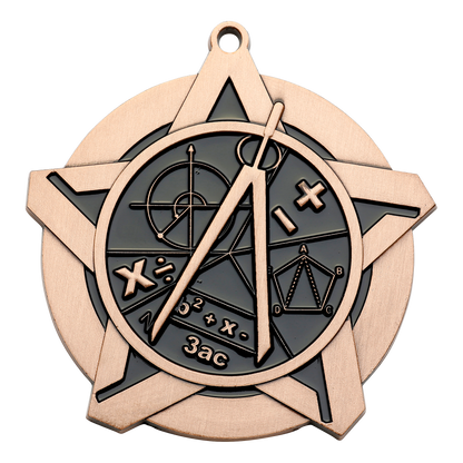 Super Star Math Medal 2.25" / Bronze (Copper Tone)