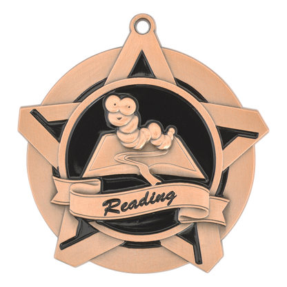 Super Star Reading Medal 2.25" / Bronze (Copper Tone)