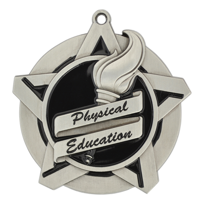 Super Star Physical Education Medal 2.25" / Silver
